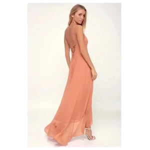 LULU'S NWT Ada Rusty Rose Maxi Dress Size S